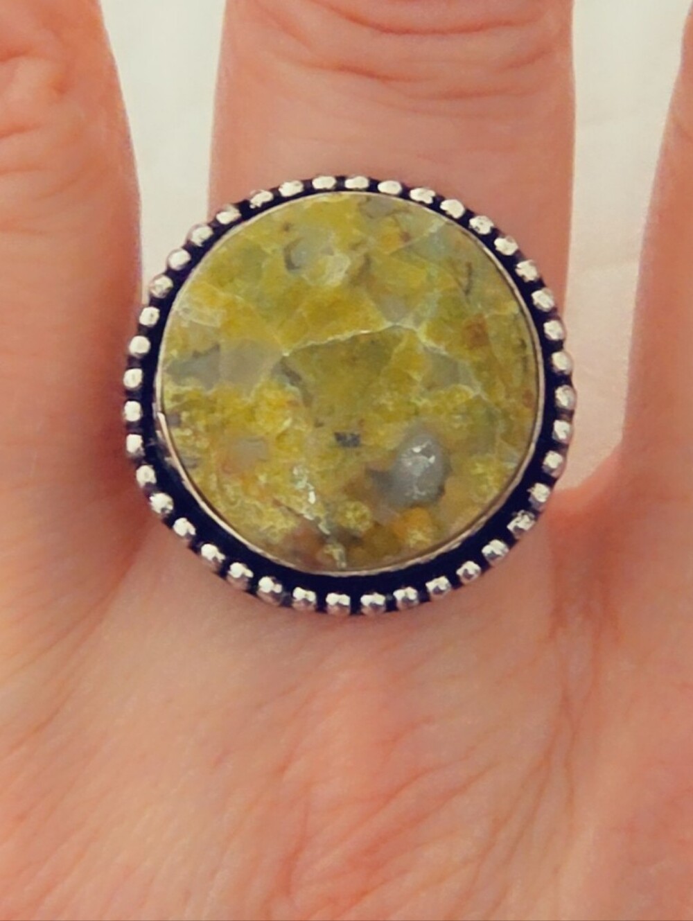 Adjustable Gemstone Statement Ring Overlay Sterling Silver Plated